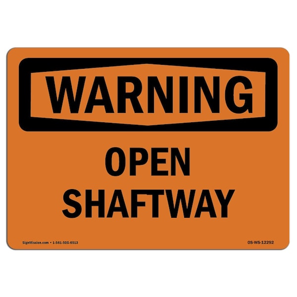 OSHA WARNING Sign, Open Shaftway, 5in X 3.5in Decal, 10PK, 5" W, 3.5" H, Landscape, PK10